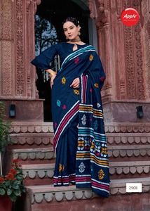 Exquisita elegancia en azul, el sari azul Womaniya Bhagalpuri, una mezcla cautivadora de tejido magistral de seda Bhagalpuri auténtico - Product Image 5