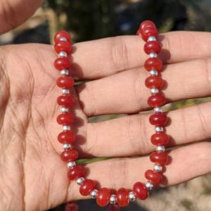 Natural Orange Carnelian 8mm Rondelle Bead Sterling Silver Statement <b>Necklace</b> Gemstone Jewelry Wedding <b>Gift</b> for Women <b>Box</b> Chain - Product Image 4