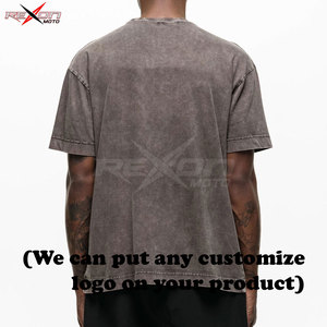 Acid Wash T-shirt Hommes Surdimensionné T-shirt Lourd Nouveautés En Gros Logo Personnalisé T-shirt Lourd - Product Image 4