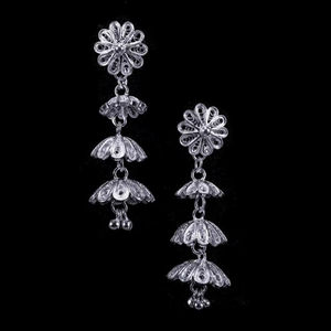 Pendientes de Plata de Ley de Alta Calidad con Filigrana Plateada, Estilo Tradicional, para Mujer, Proveedor Directo de la India, Moda - Product Image 1