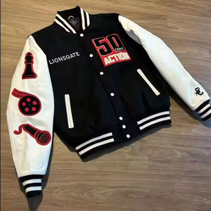 แจ็กเก็ตบอมเบอร์ทีมมหาวิทยาลัยแจ็กเก็ตเบสบอลสไตล์ไฮสตรีทแฟชั่นมีกระดุม - Product Image 4