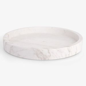 ถาดหินอ่อนทรงกลมตกแต่งหรูหราสีขาวหรูหราจานหินอ่อนตกแต่งหรูหราสำหรับรับประทานอาหารถาดตกแต่งบ้านหรูหราจานพรีเมี่ยม - Product Image 2
