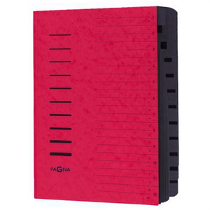 PAGNA DIN <b>A4</b> 240g/m Red File <b>Folder</b> Pressed Chipboard with 12 Black Compartments - Product Image 3