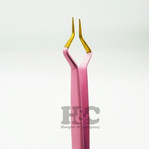 Pince à épiler professionnelle en acier inoxydable faite à la main Hooper and Company pour extensions de cils, pince à épiler isolante rose durable, vison - Product Image 6