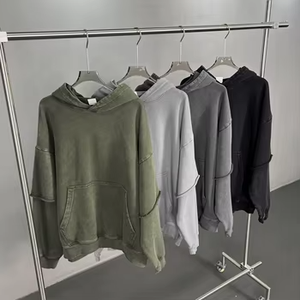 Sudadera con Capucha Personalizada, Desgastada y Envejecida, de Manga Holgada, con Puños Extra Grandes, Sudadera Corta para Hombre - Product Image 4