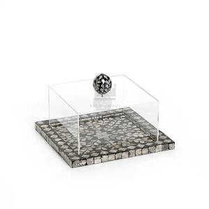 New Latest Design Mosaic Mother of Pearl Inlay Serving Tray with Acrylic Cover MOP <b>Chocolate</b> Serving Trays Ramadan Eid Decor - Product Image 2