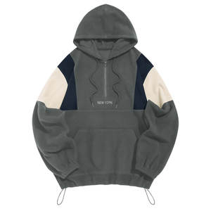 Sudaderas con capucha personalizadas unisex con media cremallera, 100% poliéster polar, venta al por mayor, bajo precio, fabricadas en fábrica, para invierno - Product Image 1