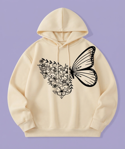 Cute Floral Butterfly <b>Aesthetic</b> Oversized Hoodie Vintage Graphic Pullover Sweatshirt <b>Tops</b> Custom Minimal Designs Wholesale - Product Image 1