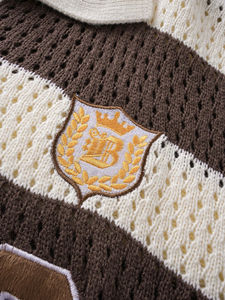 Suéter Polo Casual Holgado para Hombre con Logotipo Bordado Personalizado de Alta Calidad, Diseño a Rayas, Estilo Urbano - Product Image 5