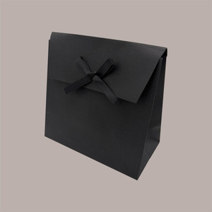 10 Pieces Luxury Black Paper <b>Bag</b> with Satin Ribbon for Velcro Closure 16+8x14 cm Made From Specialty Paperboard for <b>Crafts</b> - Product Image 2