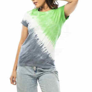 Femmes 100% coton cravate teinture T-Shirt Streetwear col rond imprimé personnalisé nouveau Design col montant en gros 3D à motifs velours côtelé - Product Image 6