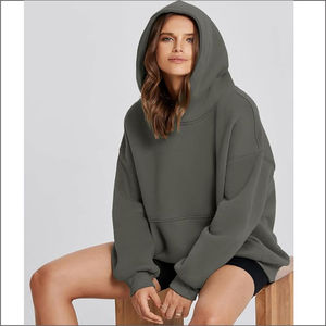 Sweat à capuche surdimensionné pour femmes 100% coton de haute qualité Sweat à capuche d'hiver lourd personnalisé avec style décontracté et courte longueur - Product Image 6