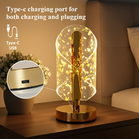 Lampe de bureau papillon de style nordique de luxe, base dorée, LED, veilleuse décorative, éclairage élégant pour chambre à coucher, chevet, décoration pour la maison et l'hôtel