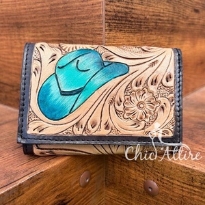 กระเป๋าสตางค์หนังแท้แบบพับสามทบสำหรับผู้ชายทำจากหนังวัวสไตล์วินเทจโลโก้แบบกำหนดเอง - Product Image 1