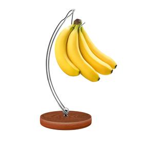 Soporte de madera para frutas, colgador de plátano de fruta de acero de Metal de madera maciza, colgador de frutas para el hogar, cocina, producto hecho a mano - Product Image 1