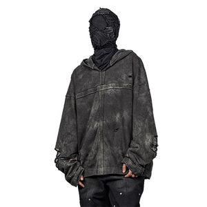 เสื้อมีฮู้ดผ้าคอตตอนฟอกสีออกแนวสตรีทแวร์ผ้าคอตตอน - Product Image 4