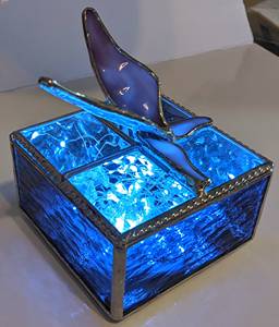 Traditional <b>Butterfly</b> Design Glass Ring Boxes Made With Metal And Colorful Glass For Jewellery Organizer Wedding Engagement Gift - Product Image 1