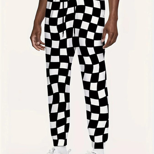 Pantalones de chándal de cintura alta de lona elásticos y cómodos para hombre, pantalones de uso diario con cintura elástica y bolsillos con cremallera, talla XL - Product Image 1