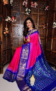 Tusser Soft Silk Sarees Avec Allover Digital Imprimé Avec Zari Border - Product Image 4