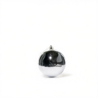 Boules de Noël rondes en plastique argentées, 2 pièces, 15 cm, fabriquées à la machine, pour arbre, suspendues, Italie, Optima Trade Srl