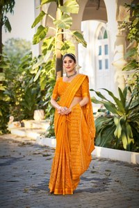 Sari en georgette pur Dhwaja Export avec bordure chati, provenant du Gujarat, pour femmes - Product Image 4
