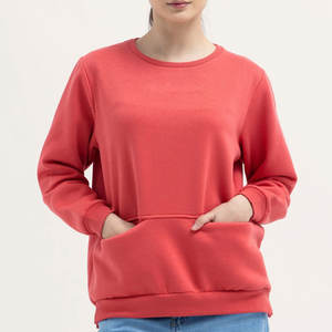 Sudadera de mujer vintage de cuello redondo de algodón de lana de cuello redondo personalizada sudaderas de algodón suave de lana de algodón de alta calidad para mujer - Product Image 2