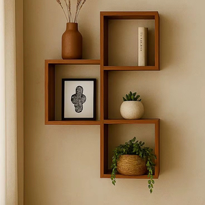 Artículos decorativos de pared de madera rústica Juego de 4 Estante montado en la pared de madera para tamaño personalizado Precio barato Venta caliente - Product Image 1