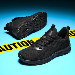 Wholesale Custom Casual Running Shoes Black Fly Knit Upper <b>Height</b> <b>Increasing</b> Breathable Soft EVA <b>Insole</b> Men's Sports Sneakers - Product Image 3