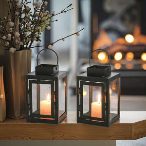 Farol Colgante Cuadrado de Hierro de Alta Calidad con Vidrio Transparente y Acabado en Color Negro para Decoración del Hogar, Farol Colgante de Metal - Product Image 3