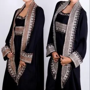 Высококачественная полная вышивка на черной мусульманской женской одежде