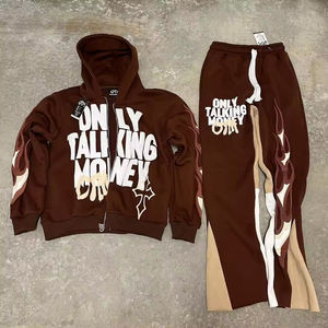 Combinaison de survêtement personnalisée avec applique brodée délavée à l'acide combinaison de survêtement unisexe à fermeture éclair avec impression bouffante combinaison de survêtement pour hommes - Product Image 5