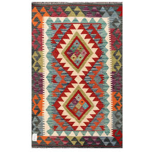 Alfombra Kilim de Maimana, Afganistán, 127 x 79 cm, Producto para Colgar en la Pared - Product Image 1