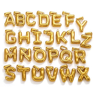 Colgantes y dijes de moda de acero inoxidable 316L chapados en oro PVD de 14K y 18K personalizados, dijes de letras de burbujas para la fabricación de joyas - Product Image 1