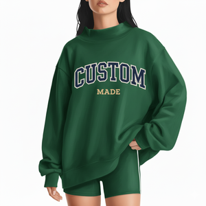 High Quality Women Mockneck Sweatshirt OEM Service Oversized Style Warm Winter Casual Wear Front Logo Custom Brand - Product Image 1