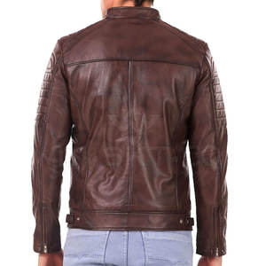 Veste en cuir légère pour homme, col montant, logo frontal, coupe confortable, imperméable, coupe-vent, écologique, en stock – Vente en ligne - Product Image 2