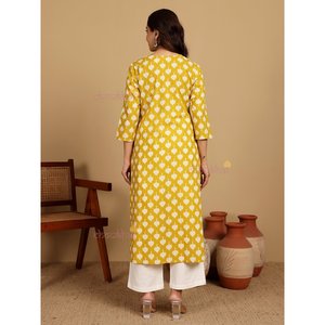 Ira của phụ nữ thanh lịch cotton in tay kurti áo & áo sơ mi với phức tạp thủ công - Product Image 3