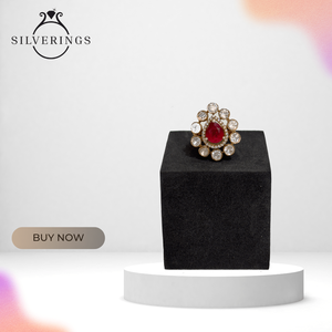 Bague en moissanite en forme de goutte de rubis royal, élégante et luxueuse - Product Image 4