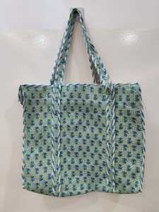 Hand Block Printed Indian Handmade Cotton Shopping Tote <b>Bag</b> Women Tote <b>Bag</b> Handmade Block Printed <b>Quilted</b> Shoulder <b>Bag</b> - Product Image 3