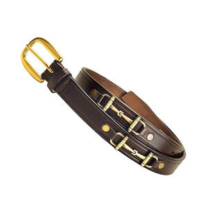 Cinturón clásico de 1 pulgada con broca de filete para estilo ecuestre, cinturón de cuero genuino, detalle de broca de caballo de latón, equitación inglesa elegante - Product Image 5