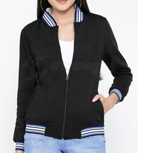 Custom Women's Lightweight Winter Letterman Jacket with Breathable <b>Covered</b> <b>Button</b> Closure Fleece Lining Cotton Shell Coated - Product Image 1