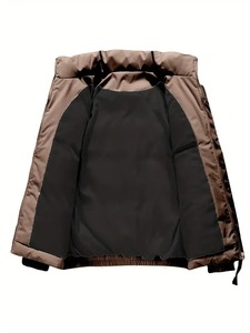 Parka chaude d'hiver à fermeture éclair imperméable pour hommes veste décontractée rembourrée en polyester et laine poids léger - Product Image 5