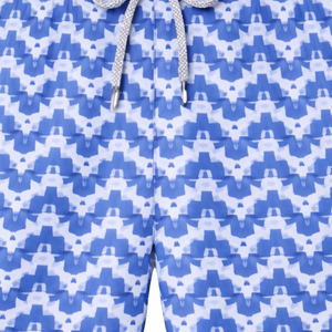 Shorts de Baño Reciclados para Hombre, Diseño de Palacio de Elefantes Azules, Secado Rápido, con Cintura Elástica, Cordón y Bolsillos - Product Image 5