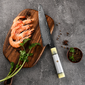 2025มาใหม่ล่าสุดมีดทำครัวเหล็กดามัสกัสสำหรับพ่อครัวด้ามไม้สีขาวเงาแบบพรีเมี่ยม - Product Image 5