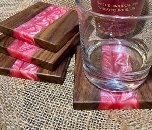 Dessous de verre multicolores en résine et bois 10X10 cm 4 pouces pour boissons Fournitures pour hôtels et restaurants Dessous de verre uniques pour décoration de table - Product Image 4