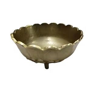 Cuenco Decorativo de Lujo Moderno Hecho a Mano de Acero Inoxidable con Base de Flores de Latón Pulido Brillante para el Hogar y Bodas - Product Image 6