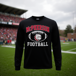 T-shirt vintage à manches longues pour le sport, équipement promotionnel d'athlétisme de football universitaire McPherson - Product Image 3