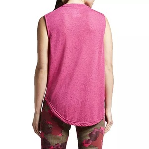 Camisetas sin mangas con logotipo personalizado para mujer, tejido de punto suelto fino transpirable con decoración de plumas, diseño informal teñido liso, tamaño personalizado - Product Image 3