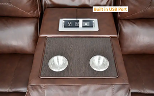 Royaloak New York, moderno sillón reclinable de cuero sintético de lujo de 3 plazas con bandeja desplegable para sala de estar o centro comercial/Villa Comfort - Product Image 3