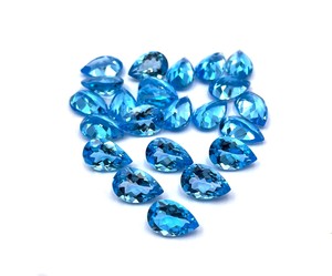 Cuentas de piedra suelta de corte de pera de Topacio Azul suizo Natural de 8x12mm, piedras preciosas sueltas facetadas de Topacio azul para la fabricación de joyas por mayorista - Product Image 1