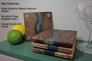 Handmade Square Wooden Epoxy Resin Eco-Friendly Modern <b>Drink</b> <b>Coasters</b> <b>for</b> Kitchen Use Mats & Pads - Product Image 5